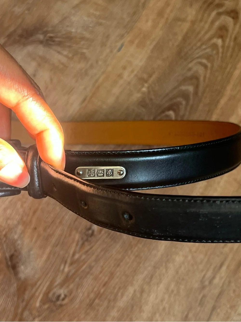 Polo by Ralph Lauren Black Italian Leather Belt equestrian detailing